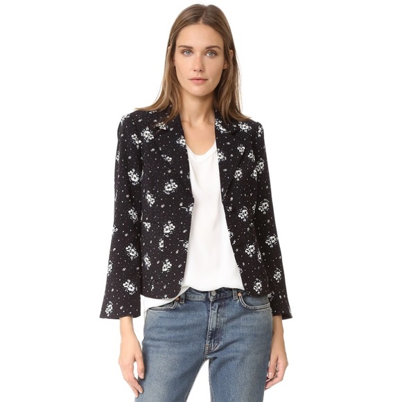 cinq a sept Jackets & Blazers - Cinq a Sept Stardust Onyx Black Floral Blazer